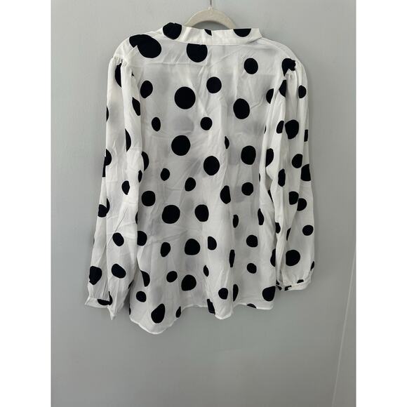 Eloquii Bow Front Polka Dot Blouse 18 Secretary Retro Pinup Career Feminine - Picture 6 of 9